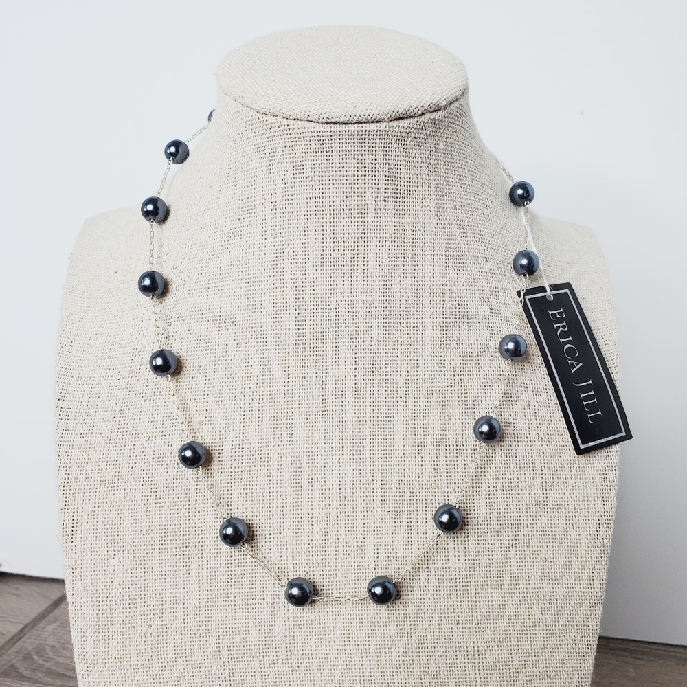 ERICA JILL PEARL NECKLACE CHOKER SILVER NEW